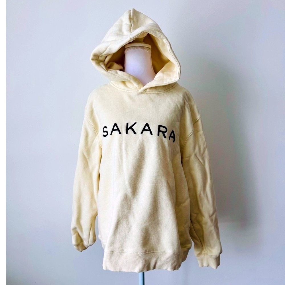 Sakara Hoodie Cream Pullover Sweatshirt Sz XL